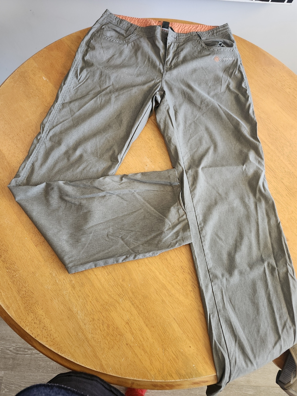 Olive Pants with Orange Waistband Accent - Hiking, Outdoors - Lightweight